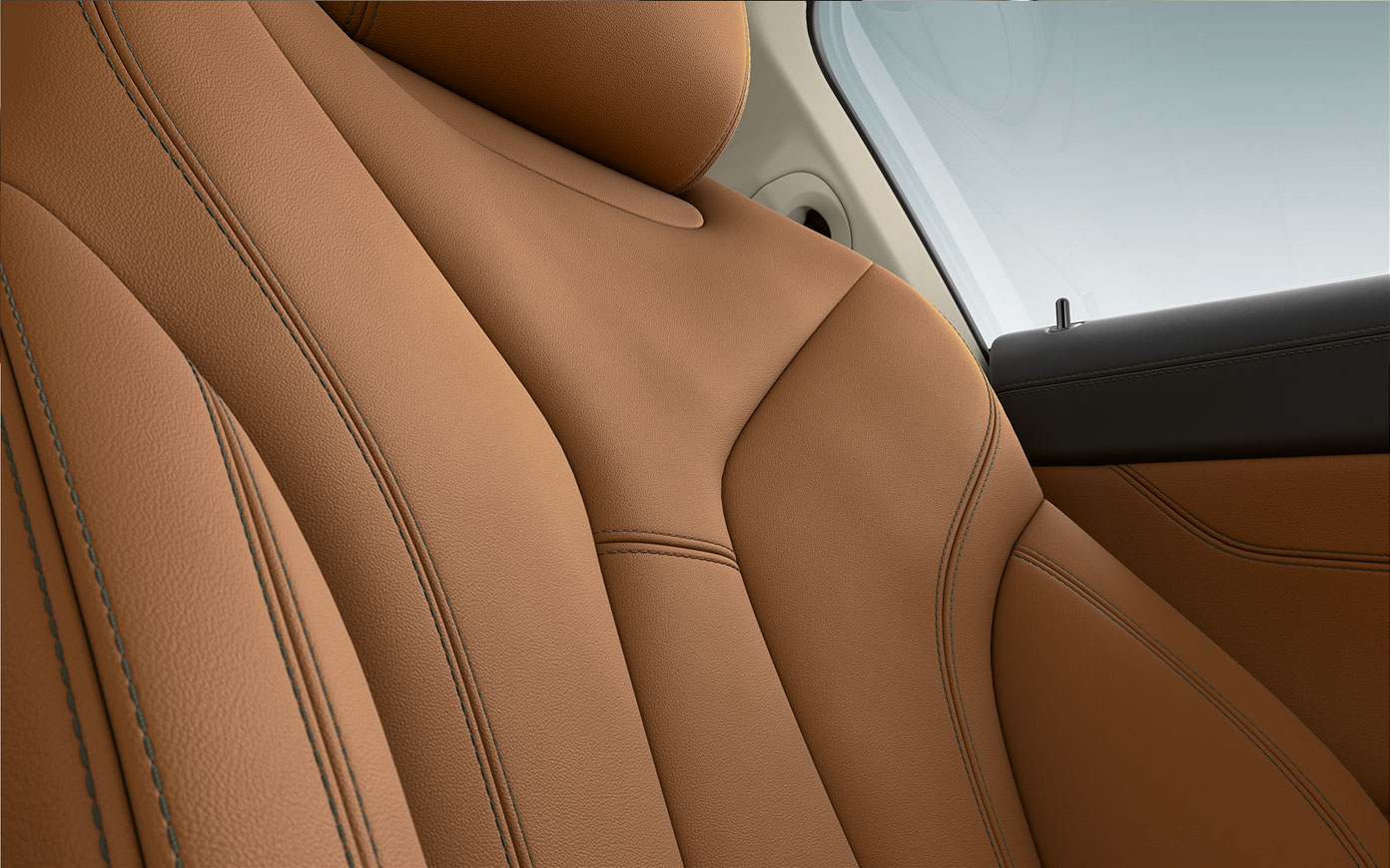 BMW Série 8 Coupé, garnissage Détail : garnissage et coutures décoratives de la BMW Série 8 Coupé.