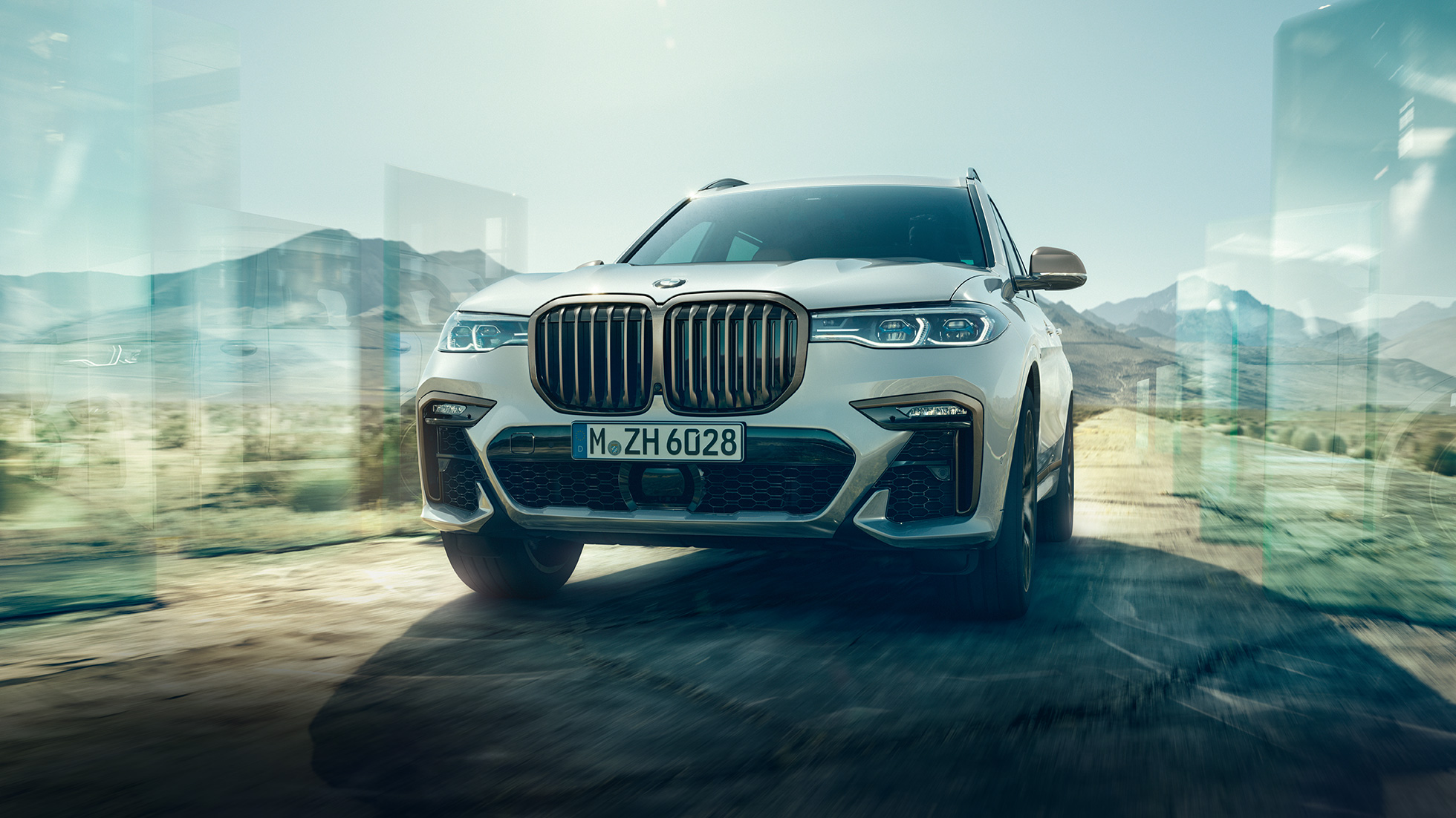 BMW X7 M50d, vue avant. BMW X7 M50d en Mineralweiß, vue avant, G07, 2019