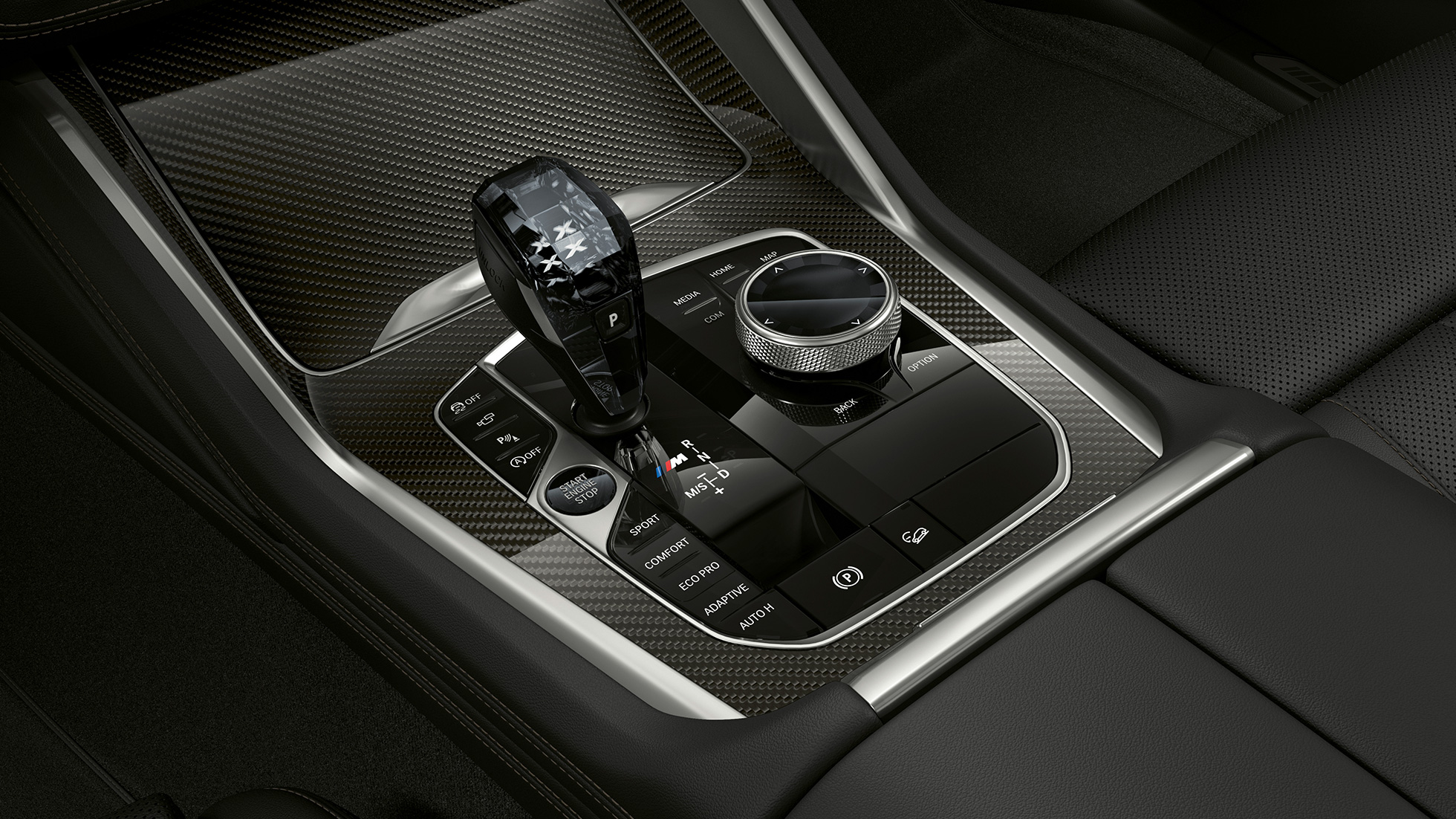 BMW X6 avec BMW xLine, console centrale. Intérieur de la BMW X6 avec BMW xLine, vue de la console centrale.