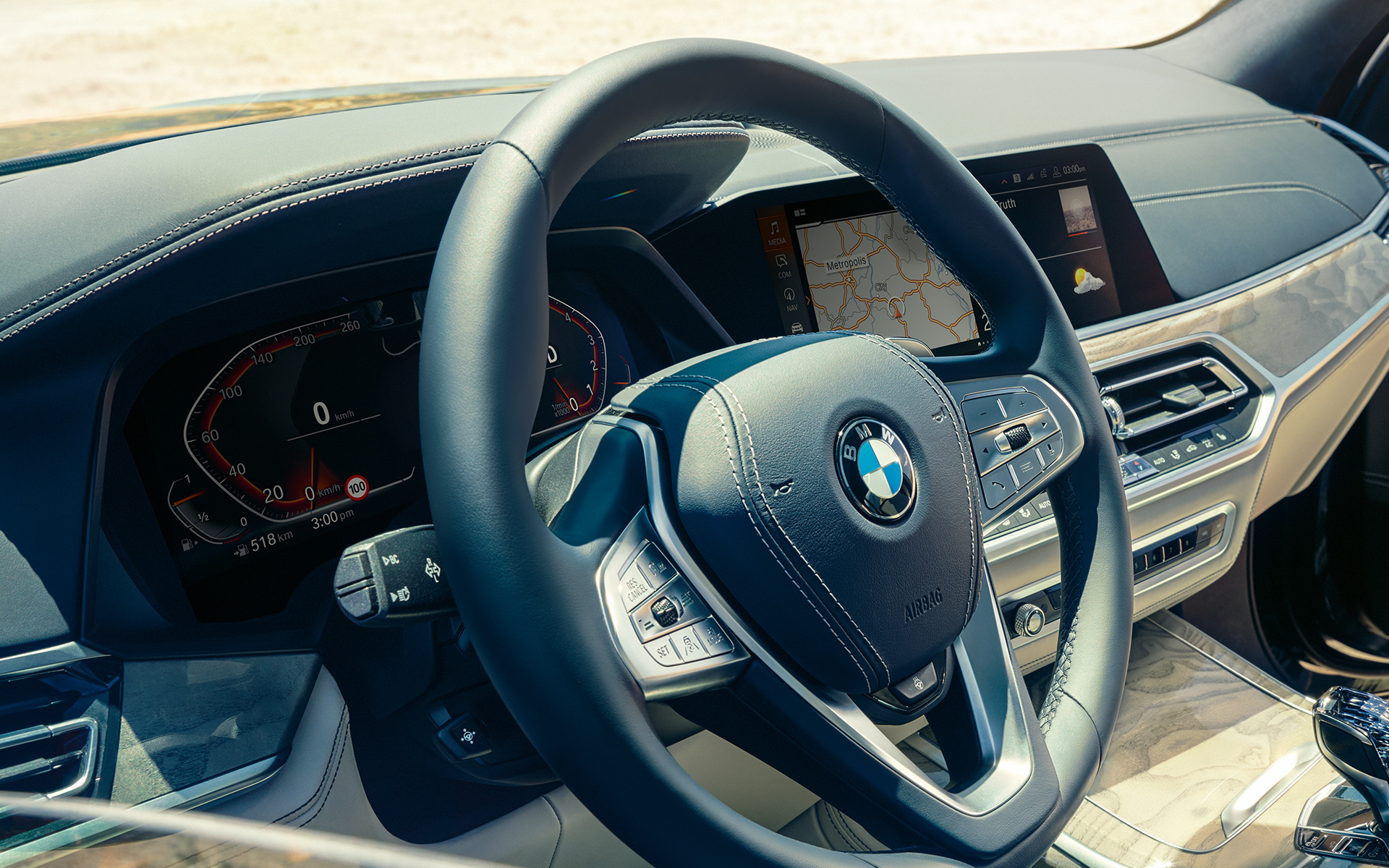 Poste de conduite de la BMW X7 G07 2019, intérieur Poste de conduite de la BMW X7 G07 2019, intérieur