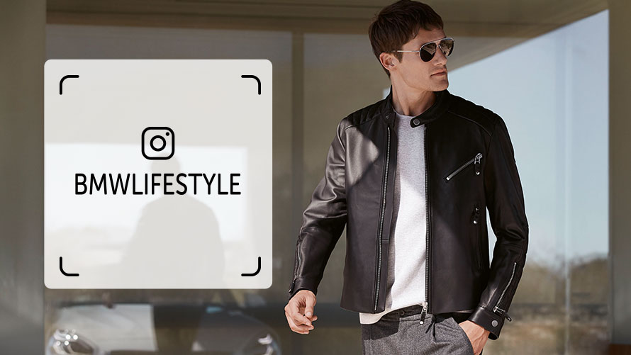 Découvrez BMW Lifestyle sur Instagram. Un jeune homme porte des articles de la collection BMW Lifestlye.