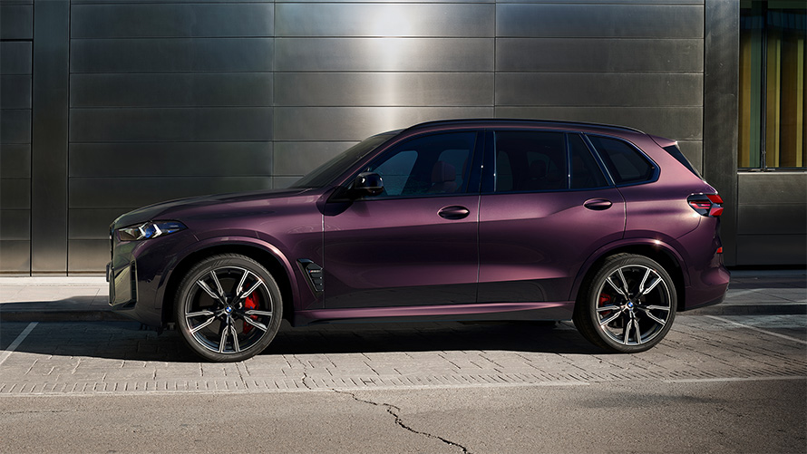 BMW X5 M60i G05 en BMW Individual Mora metallic, 2/3 vue de profil à l’arrêt
