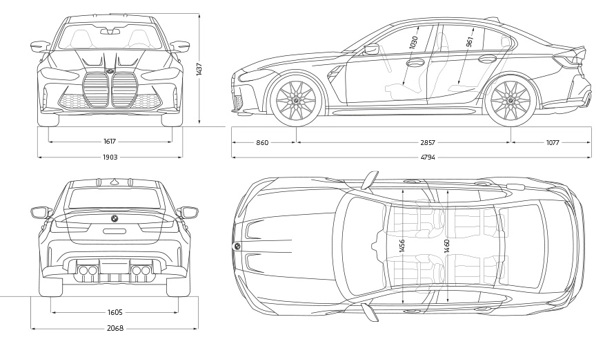 BMW Série 3 Berline M (G80) moteurs et caractéristiques techniques